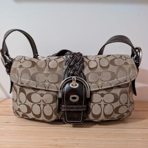 Y2K 2006 Brown On Brown Monogrammed Coach Canvas Soho Shoulder Bag